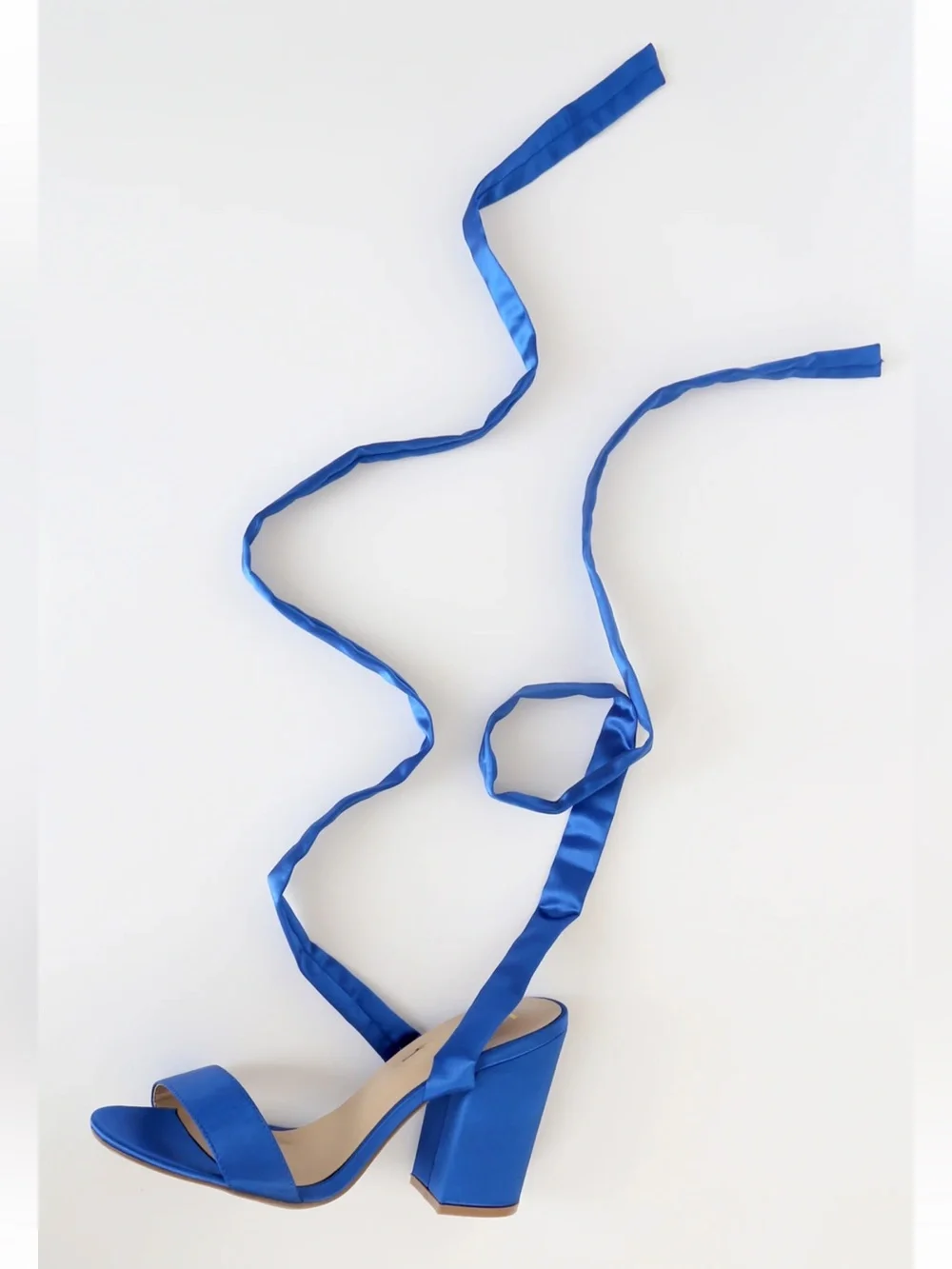 Lulus Alta Blue Satin Lace-Up Heels